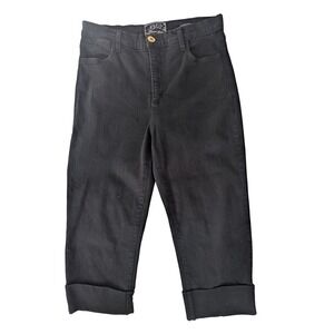 NYDJ Premium Denim Black Crop Jeans w/Embellished‎ Cuffs Y2K SZ US 6/EU 36 EUC